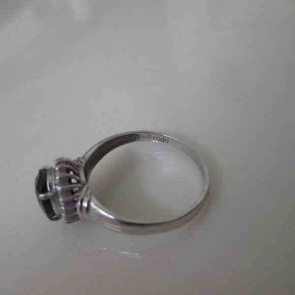 Platinum Pt900 Sapphire Diamond Ring - Picture 4 of 7